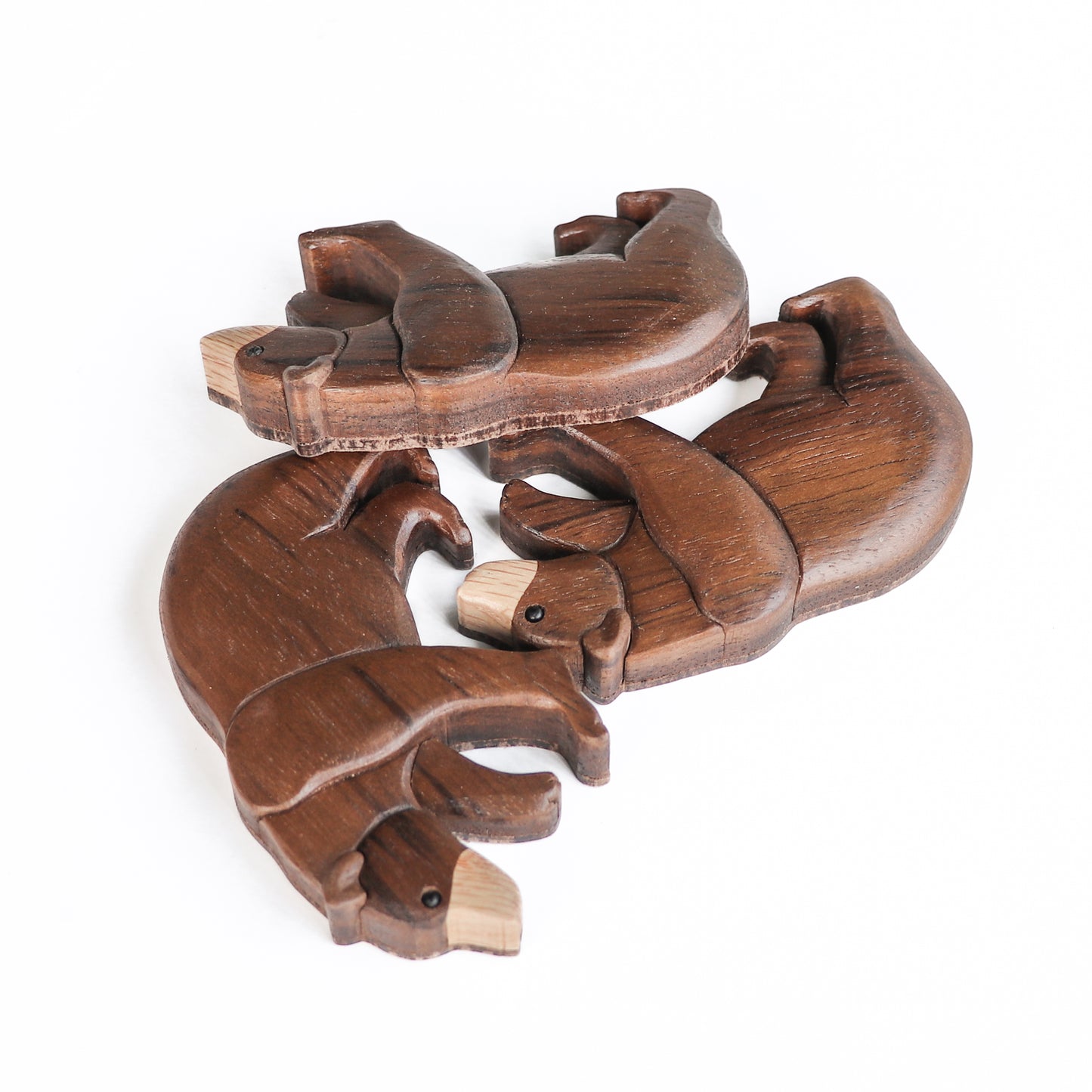 Black bear wooden ornament or magnet, Personalized forest animal wood carving, Handmade intarsia wood art, Whimsical wildlife decoration