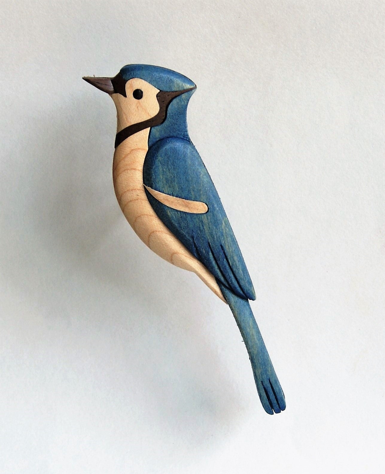 Blue Jay Wood Carved Intarsia Ornament / Magnet