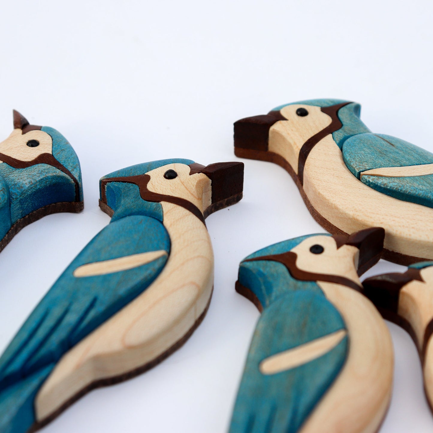 Blue Jay Wood Carved Intarsia Ornament / Magnet