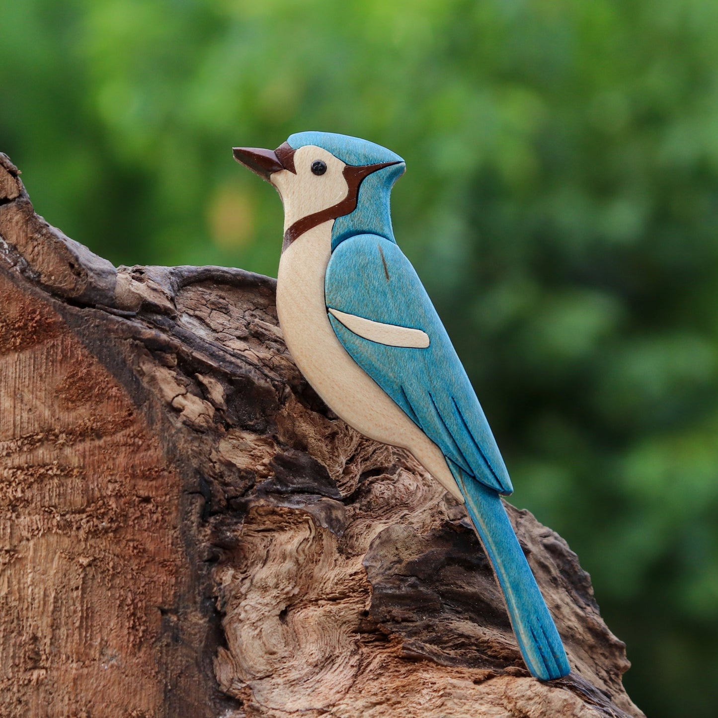 Blue Jay Wood Carved Intarsia Ornament / Magnet