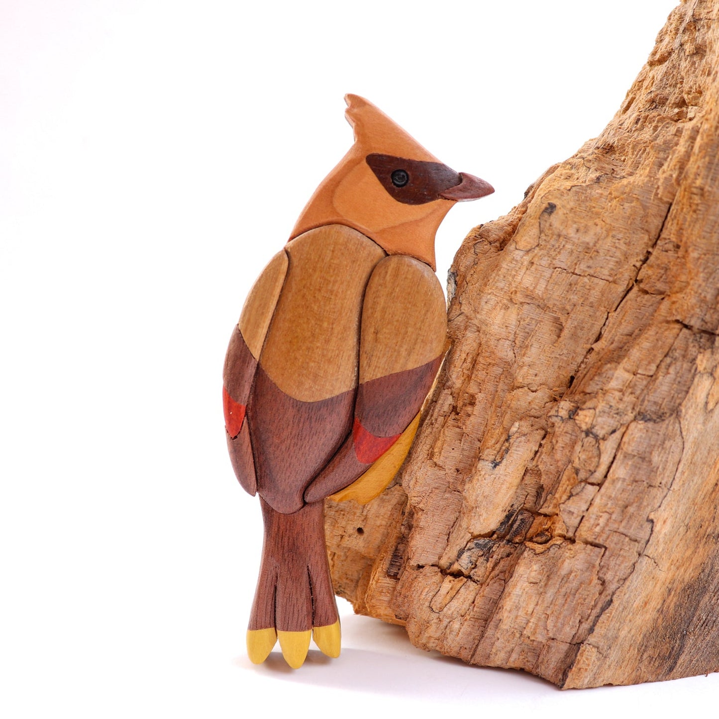 Cedar waxwing Christmas ornament or magnet, Handmade intarsia wood art, Personalized wood carving, Wooden scroll saw bird, Songbird décor