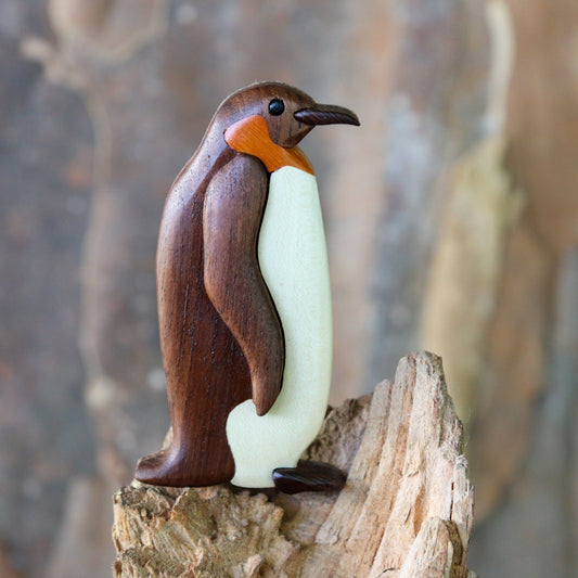 Emperor Penguin Wood Carved Intarsia Ornament / Magnet