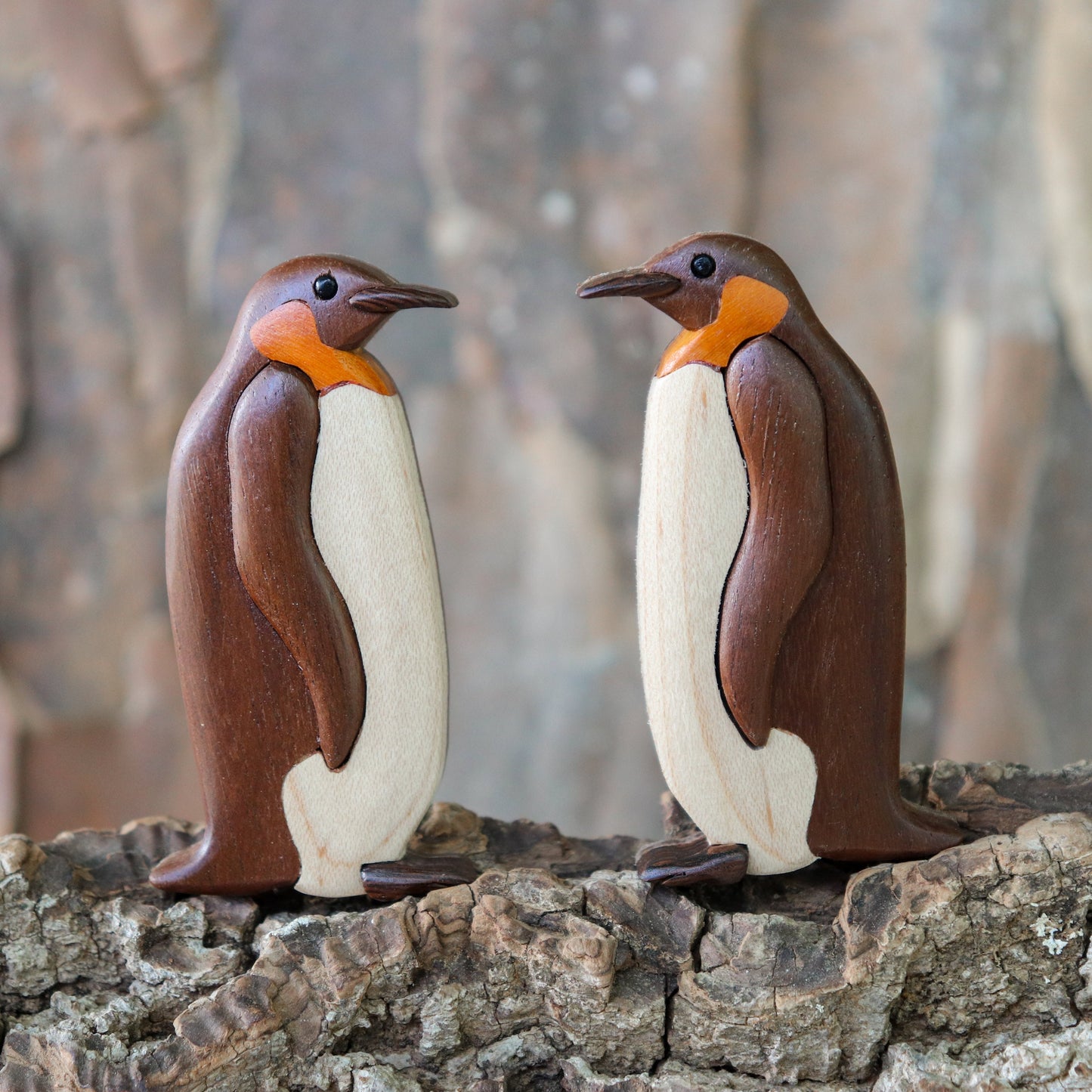 Emperor Penguin Wood Carved Intarsia Ornament / Magnet