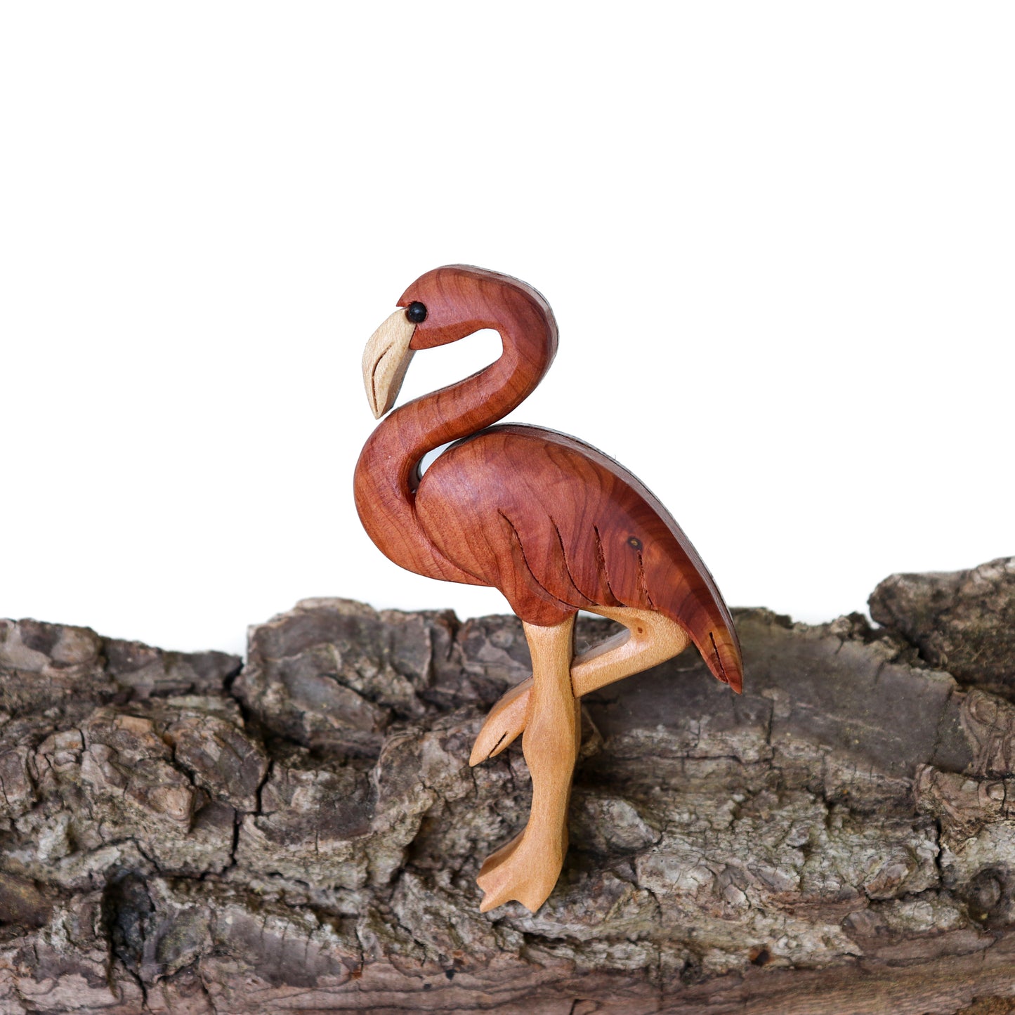 Flamingo wooden ornament or magnet, Personalized bird wood carving, Handmade intarsia wood art, Whimsical wildlife decoration