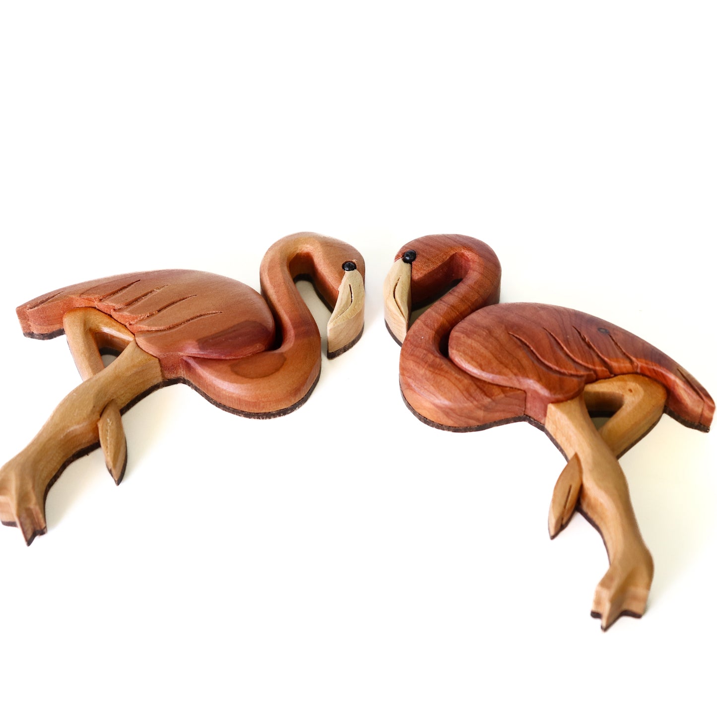 Flamingo wooden ornament or magnet, Personalized bird wood carving, Handmade intarsia wood art, Whimsical wildlife decoration