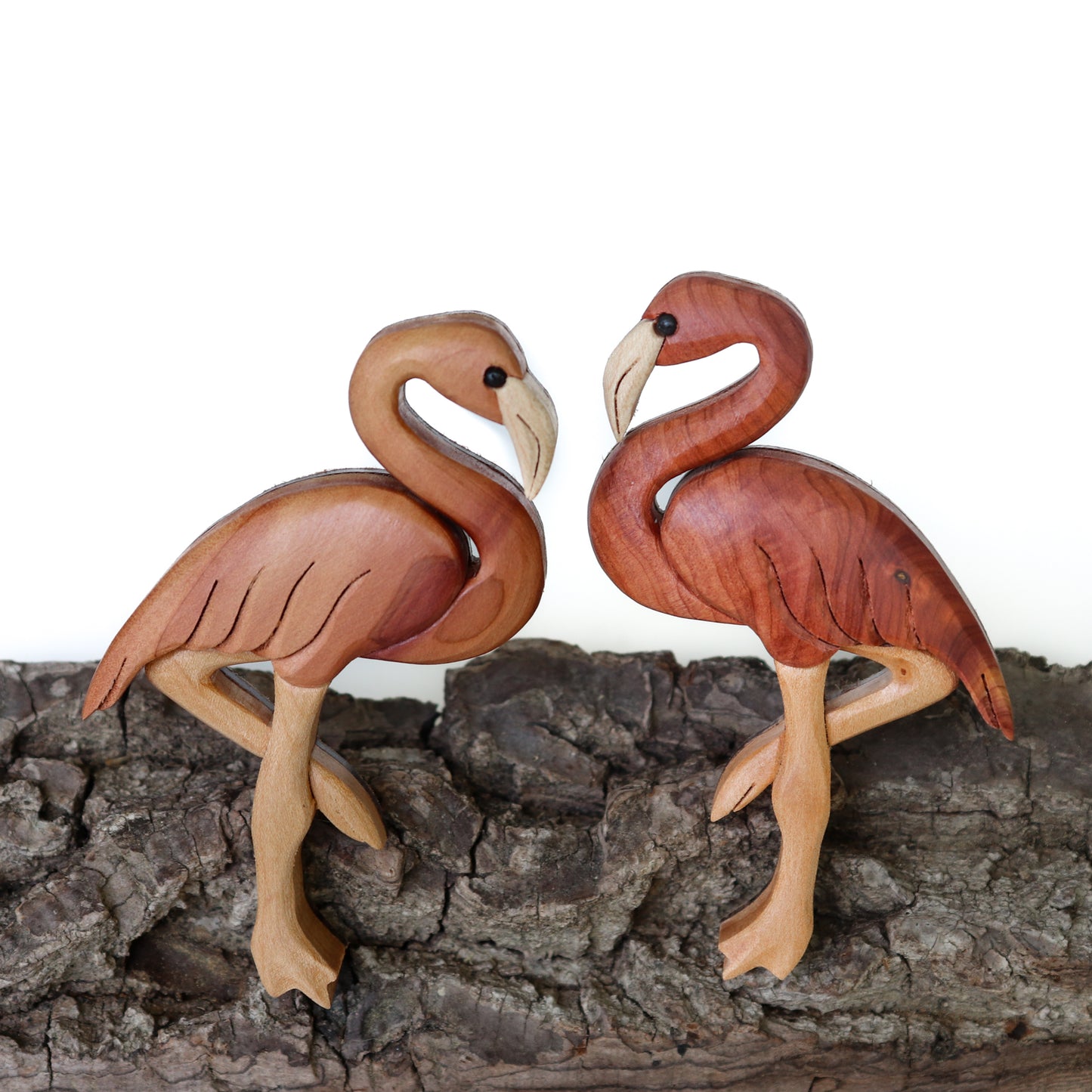 Flamingo wooden ornament or magnet, Personalized bird wood carving, Handmade intarsia wood art, Whimsical wildlife decoration