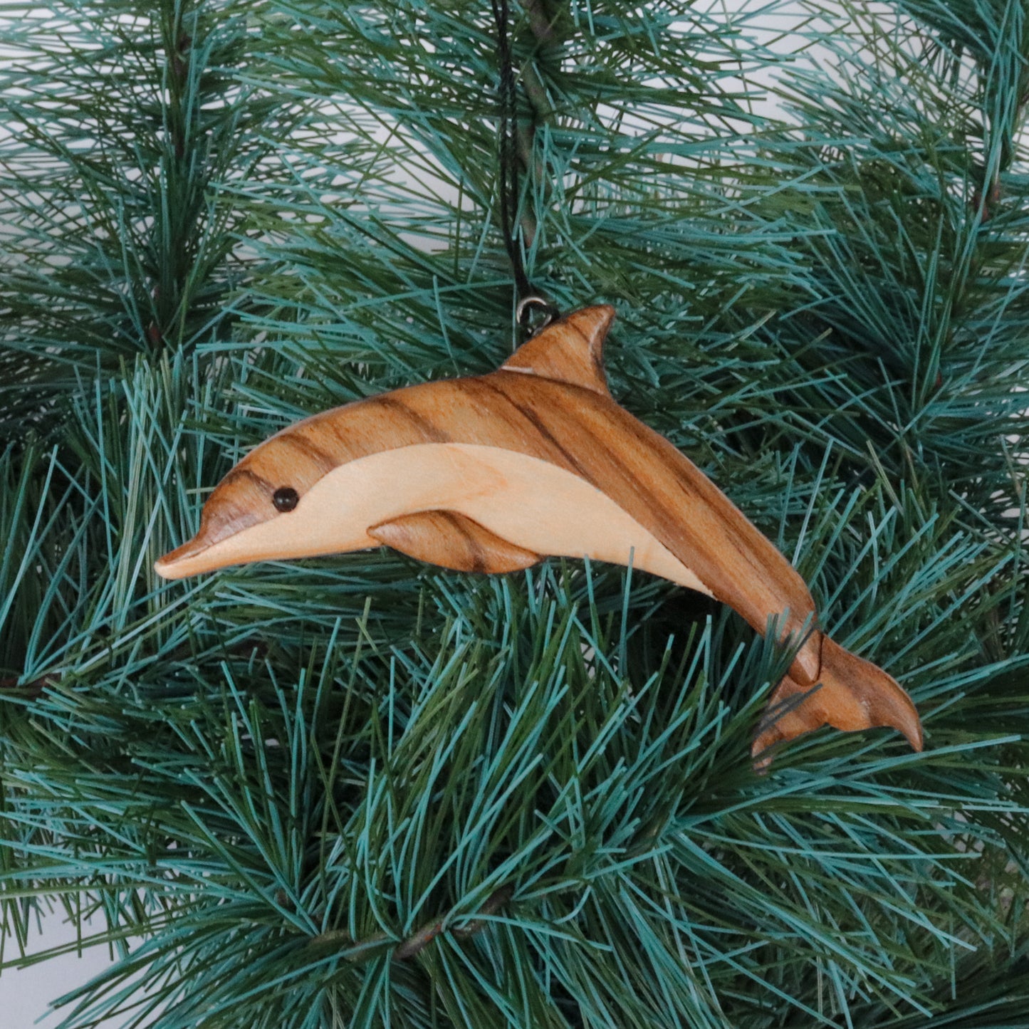 Dolphin Wood Carved Intarsia Ornament / Magnet