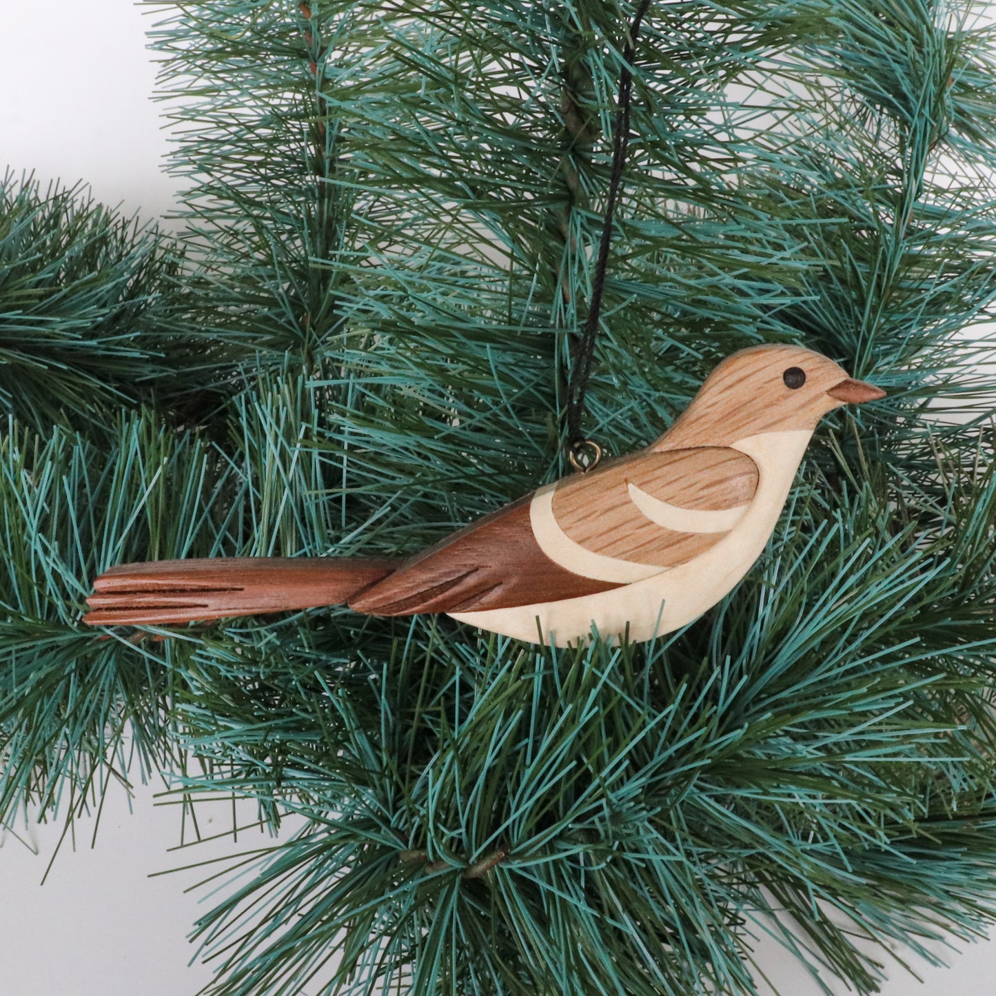Mockingbird Wood Carved Intarsia Ornament / Magnet