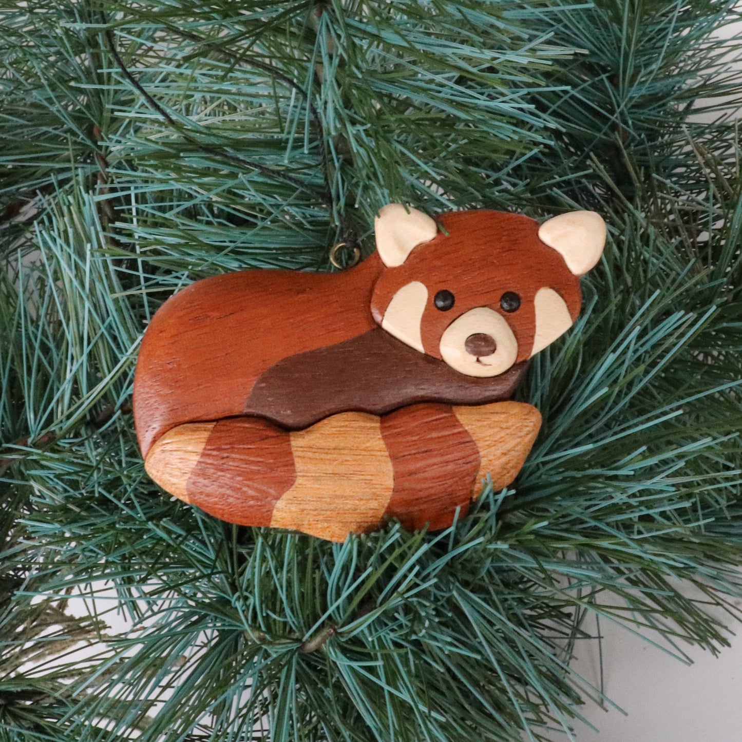 Red Panda Wood Carved Intarsia Ornament / Magnet