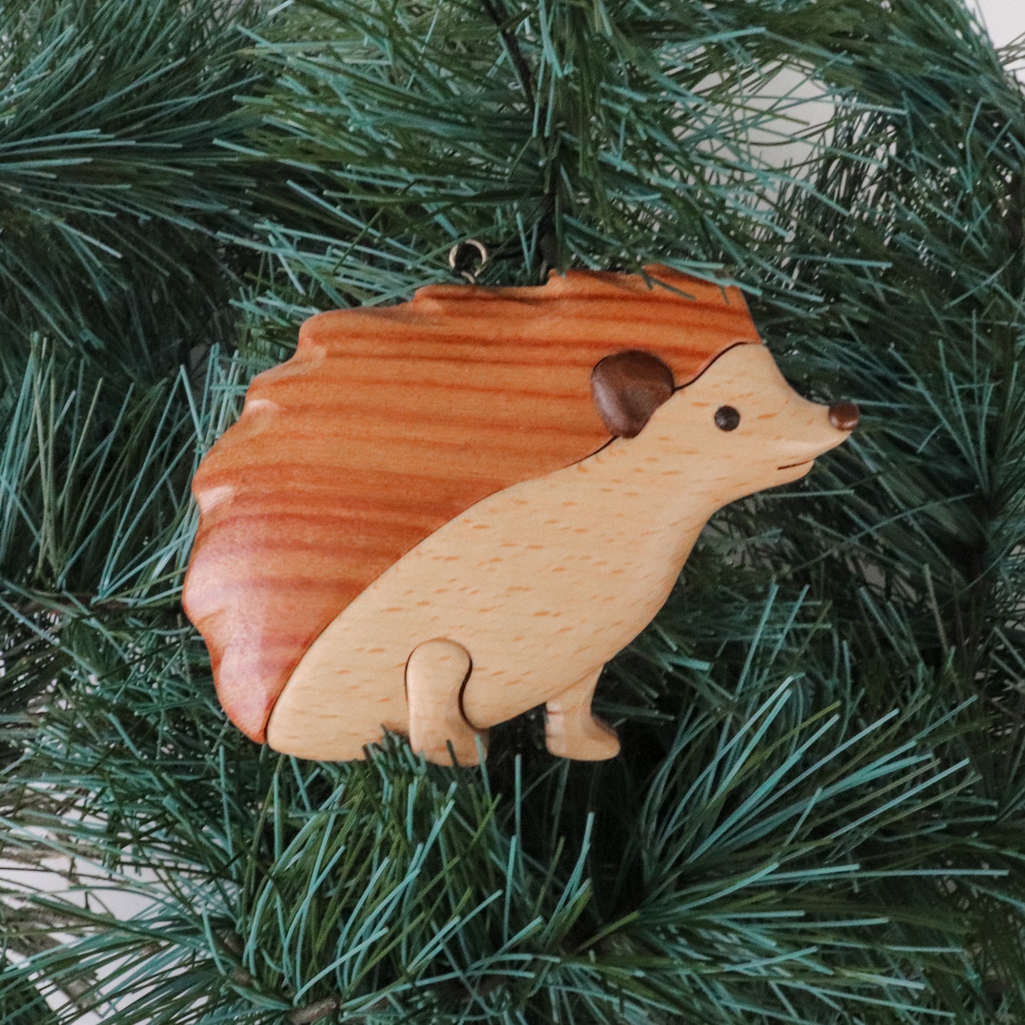 Hedgehog Wood Carved Intarsia Ornament / Magnet