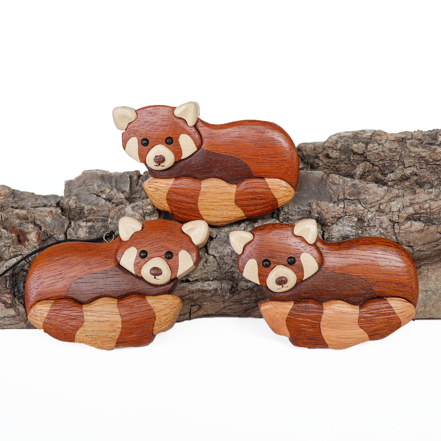 Red Panda Wood Carved Intarsia Ornament / Magnet