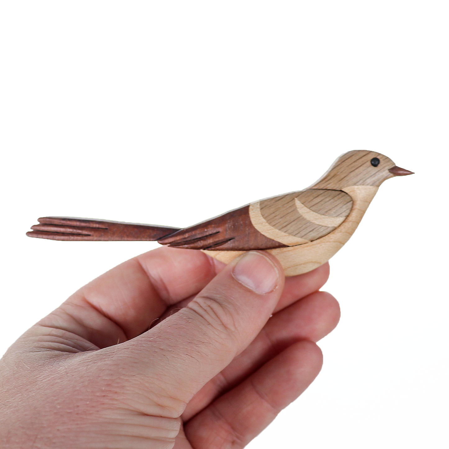 Mockingbird Wood Carved Intarsia Ornament / Magnet