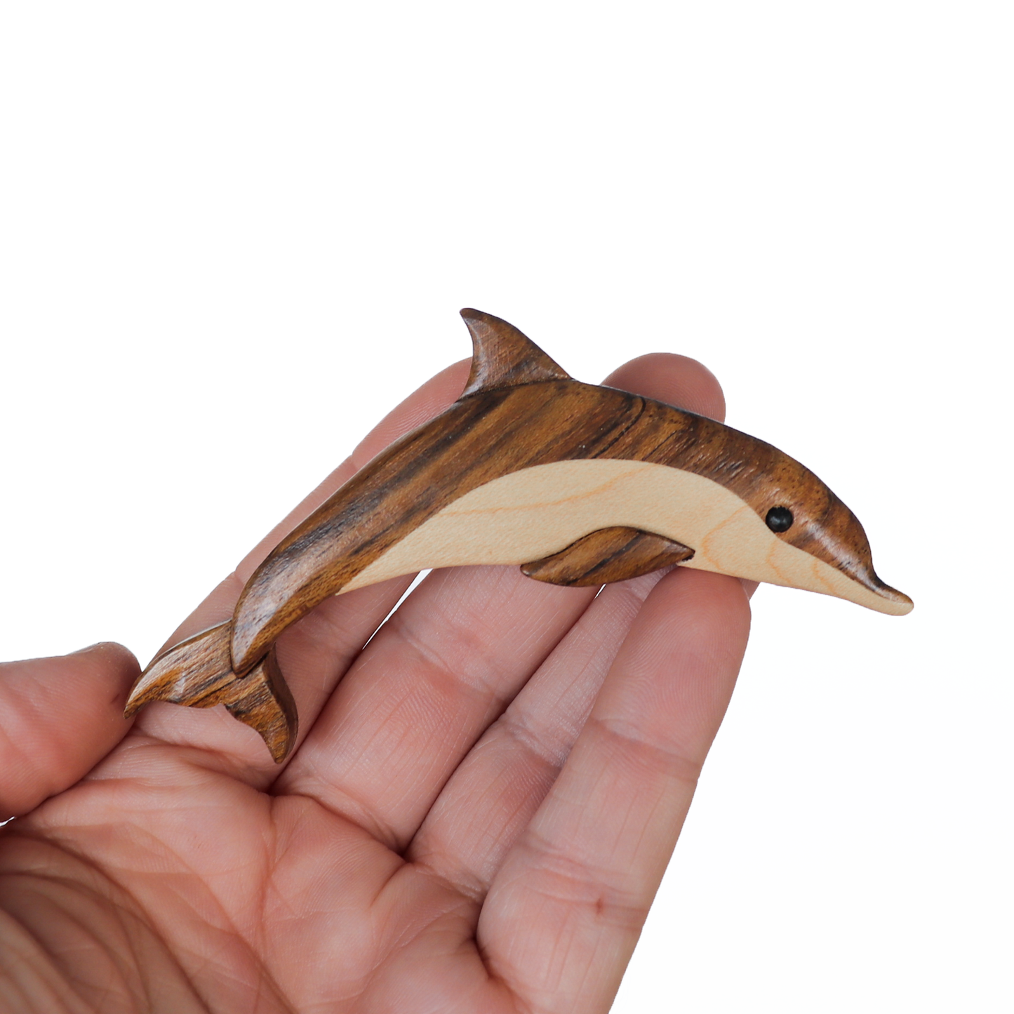 Dolphin Wood Carved Intarsia Ornament / Magnet