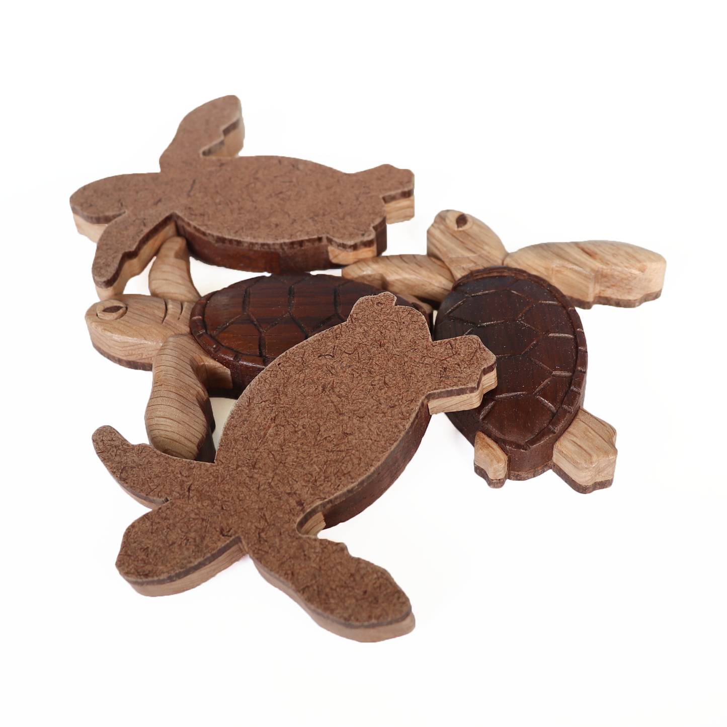 Sea Turtle Wood Carved Intarsia Ornament / Magnet