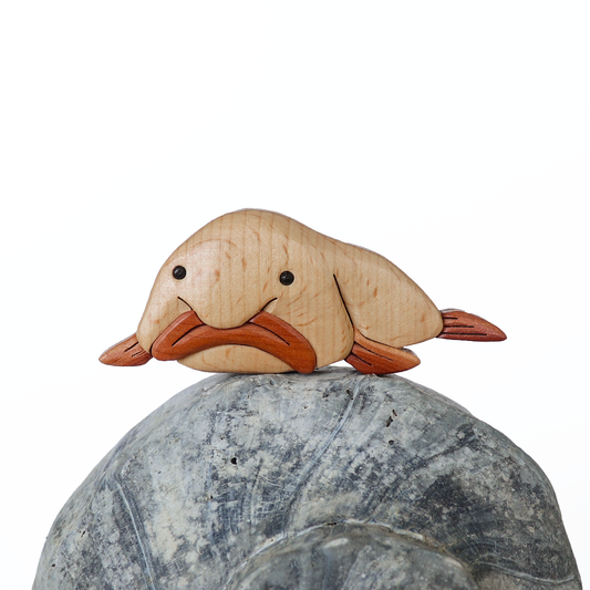 Blobfish Wood Carved Intarsia Ornament / Magnet