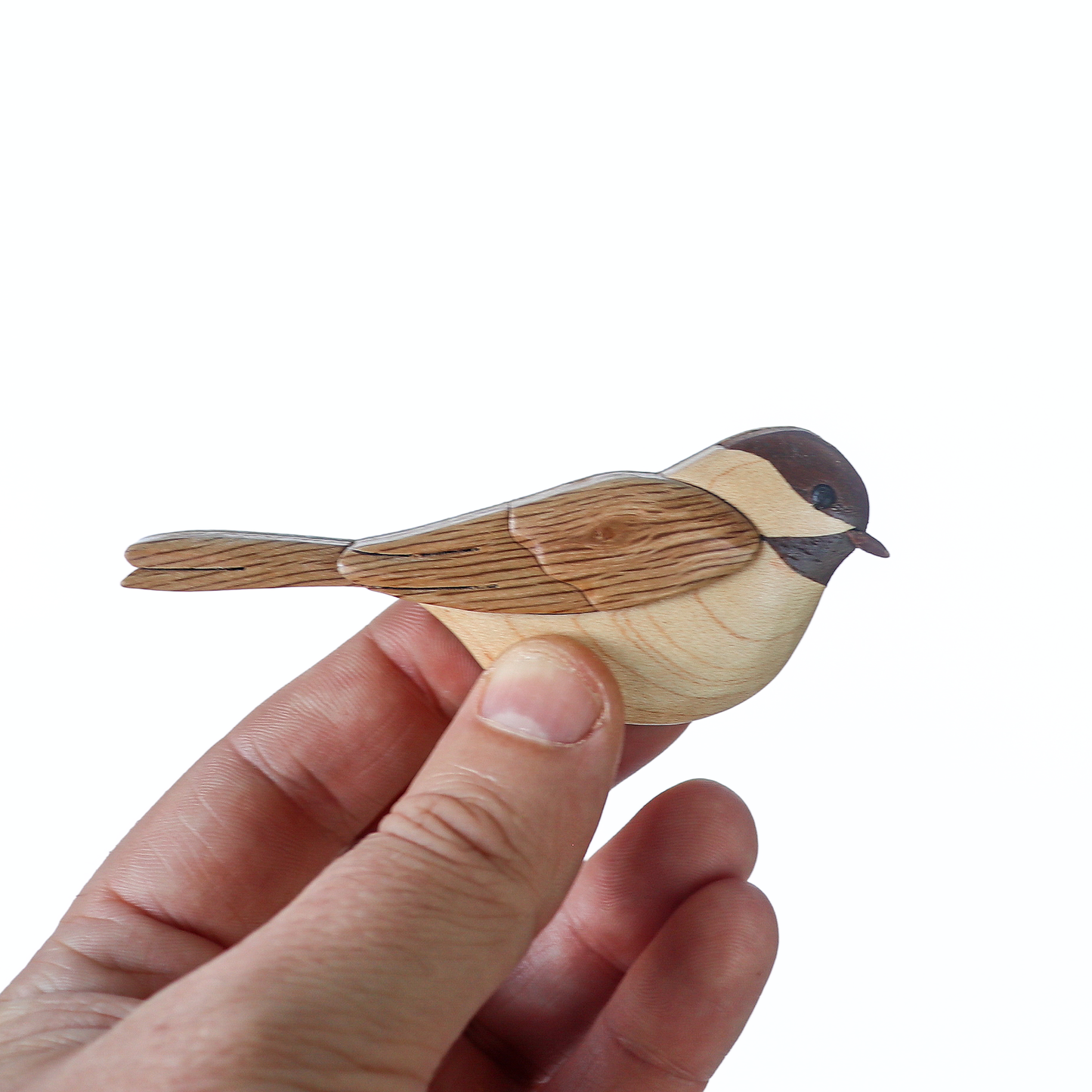 Carolina Chickadee Wood Carved Intarsia Ornament / Magnet