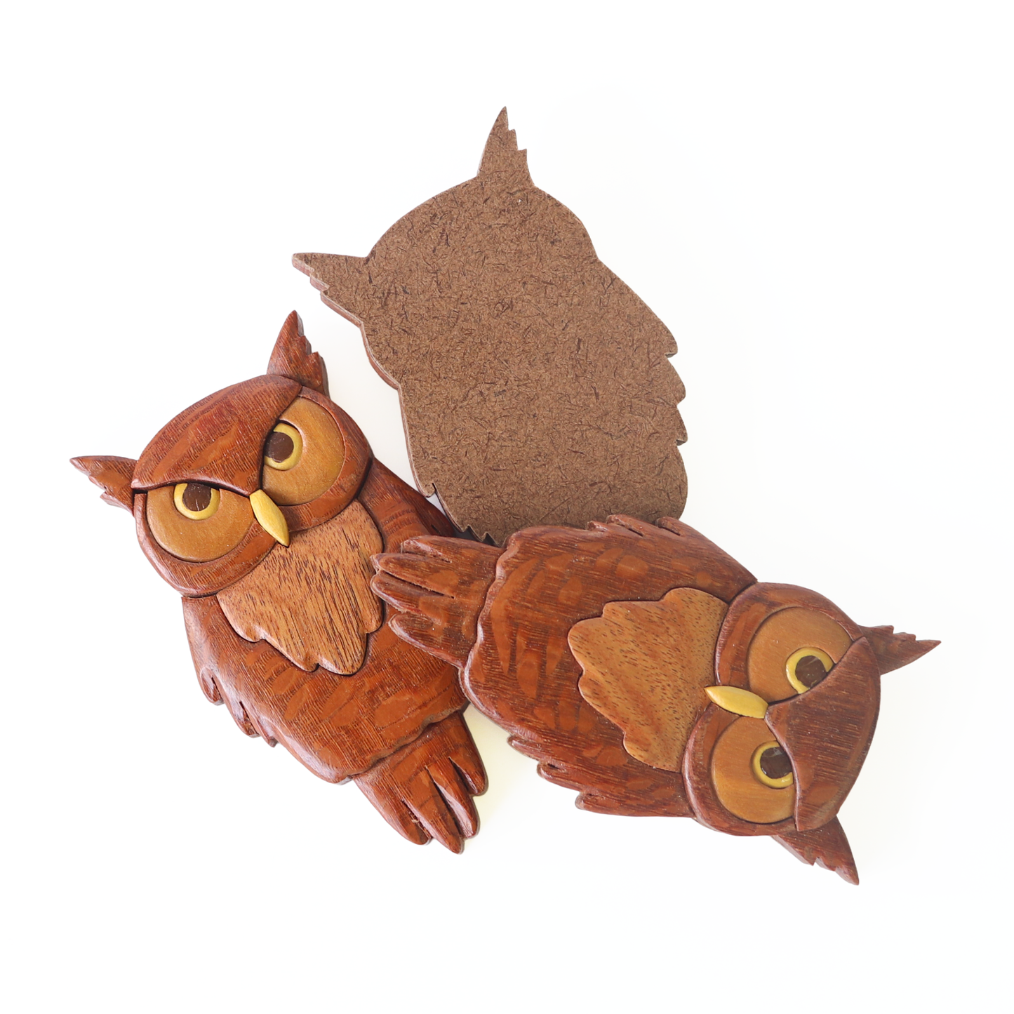Great Horned Owl Wood Carved Intarsia Ornament / Magnet