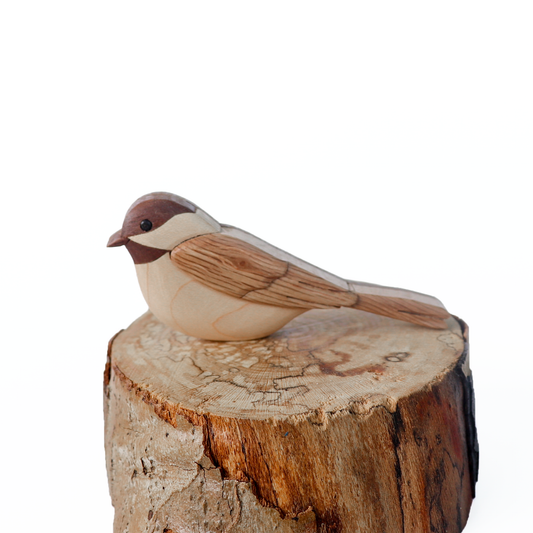 Carolina Chickadee Wood Carved Intarsia Ornament / Magnet