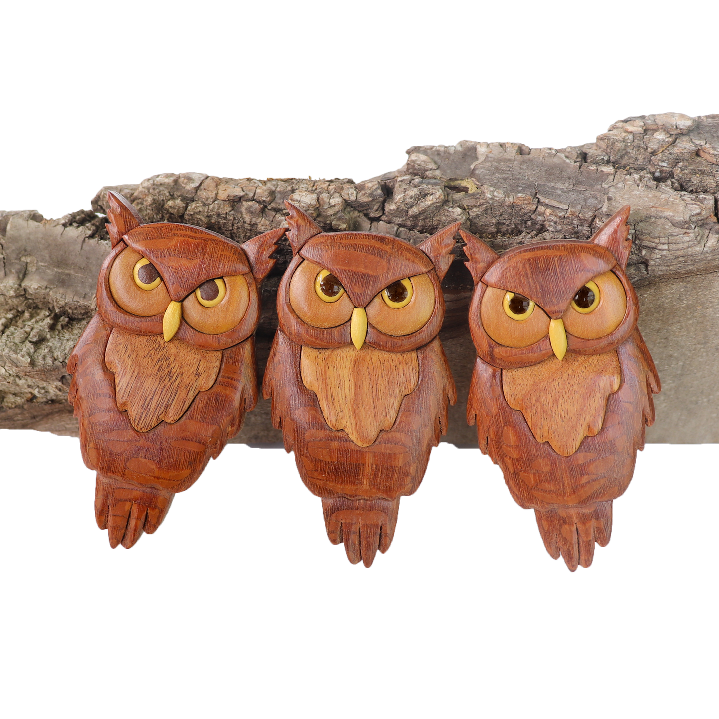 Great Horned Owl Wood Carved Intarsia Ornament / Magnet