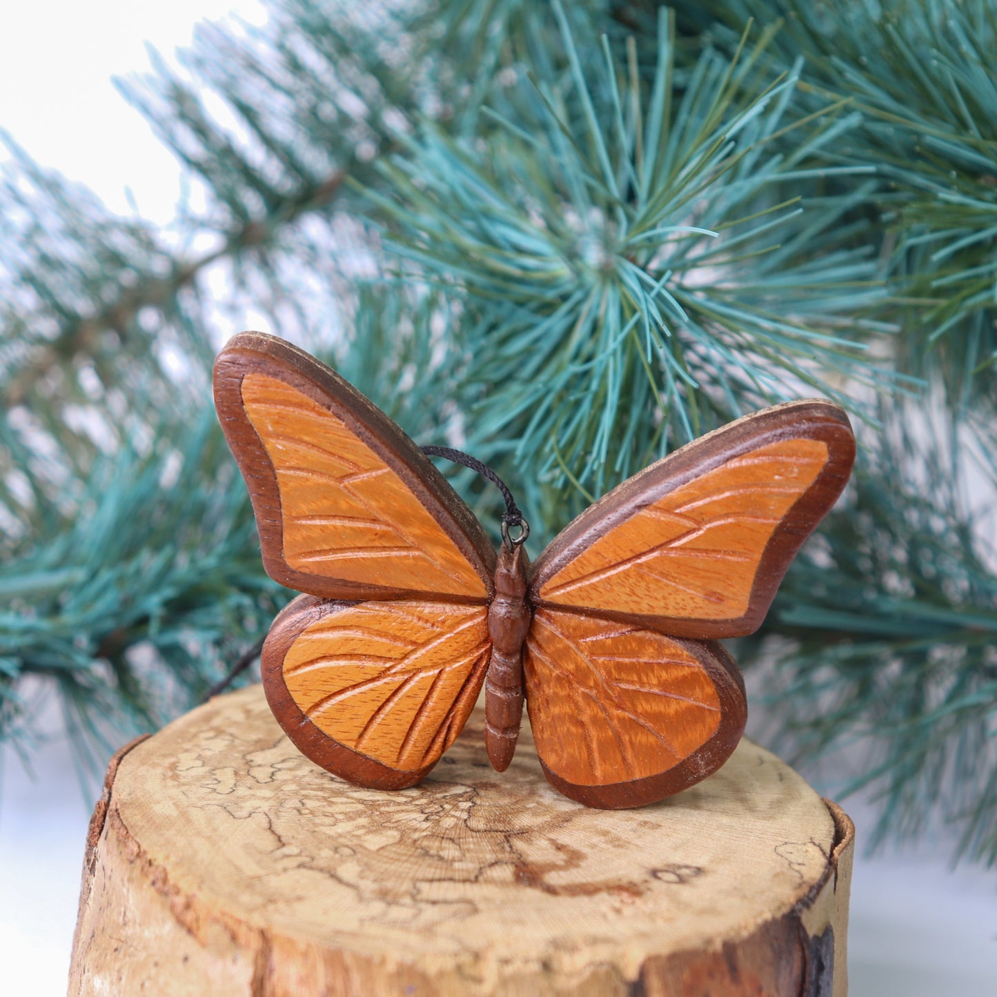 Butterfly Wood Carved Intarsia Ornament / Magnet