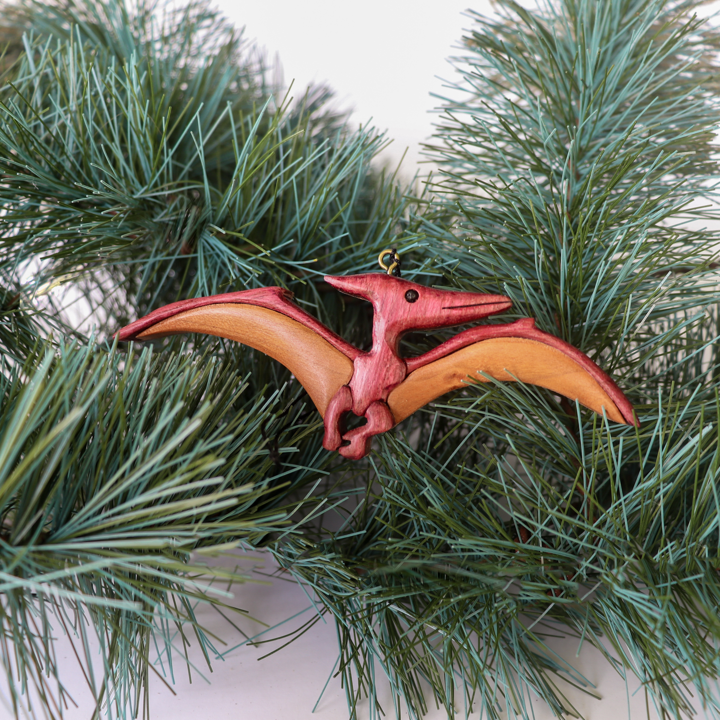 Pterodactyl Dinosaur Wood Carved Intarsia Ornament / Magnet