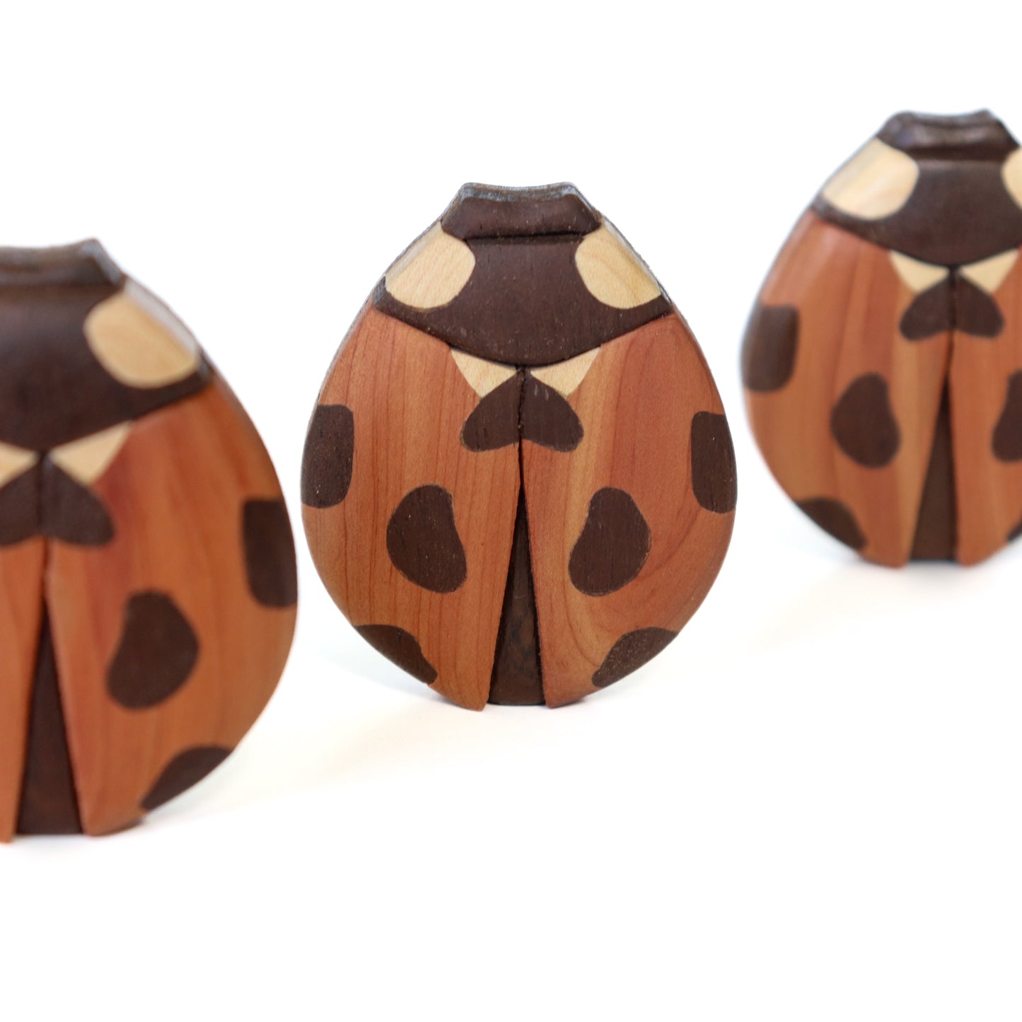 Ladybug Wood Carved Intarsia Ornament / Magnet