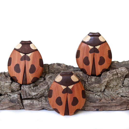 Ladybug Wood Carved Intarsia Ornament / Magnet