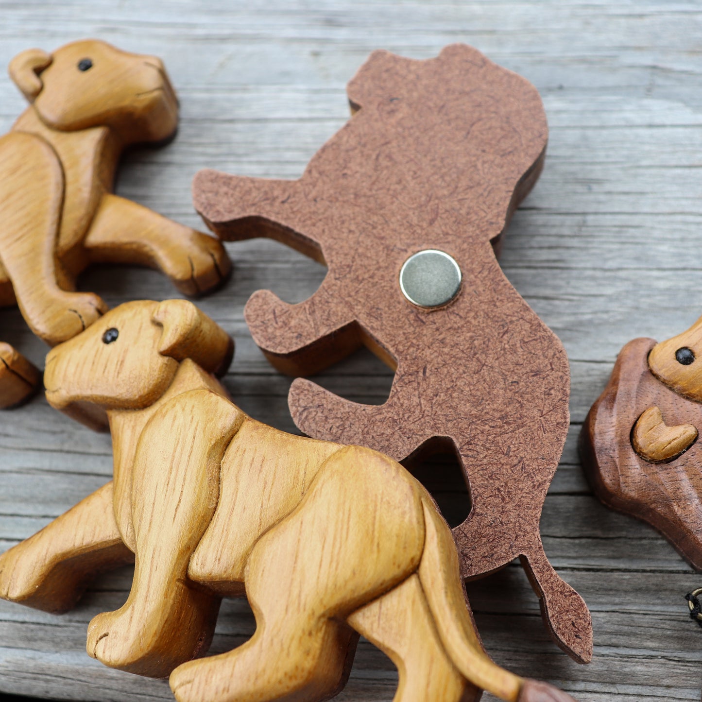 Lion wooden magnet or ornament, Wildlife wood carving , Handmade collectable ornament, Scroll saw art