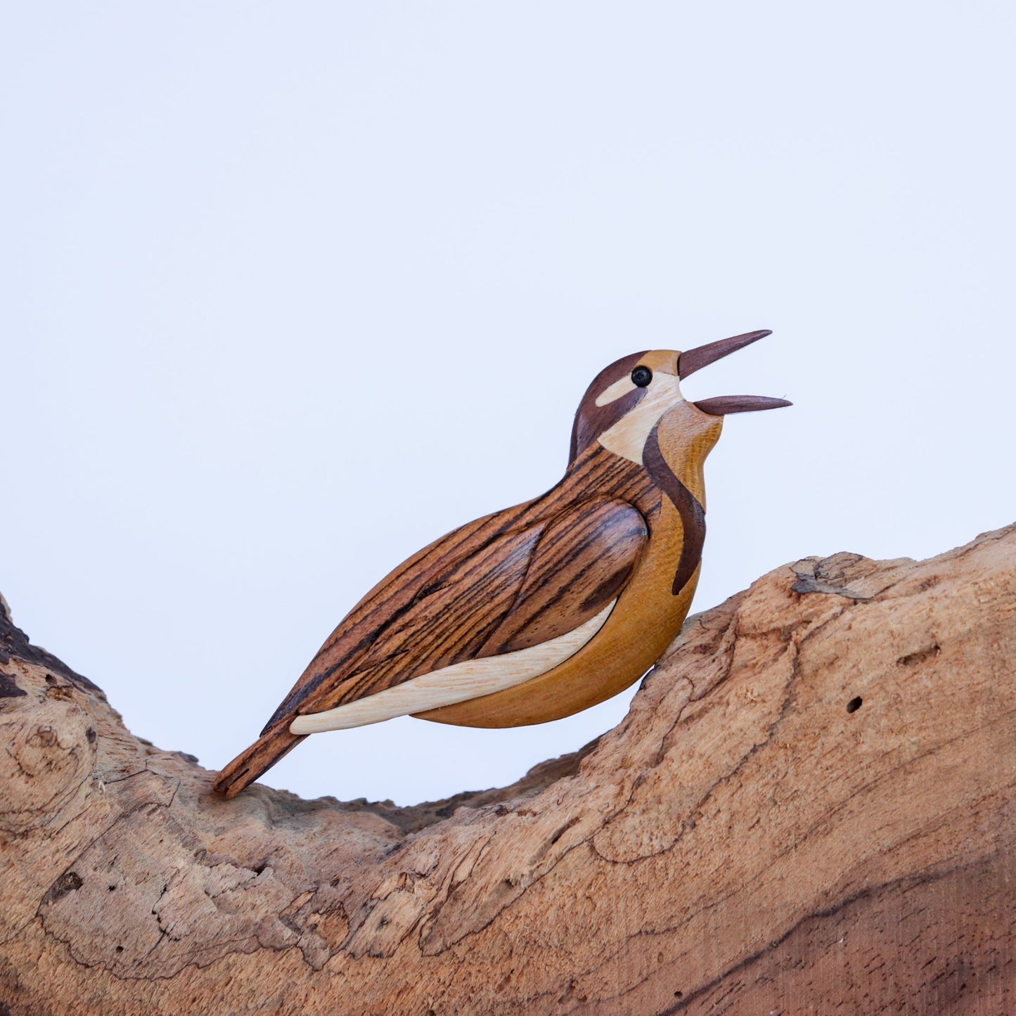 Meadowlark Christmas ornament or magnet, Handmade songbird intarsia wood art, Personalized wood carving, Scroll saw decoration
