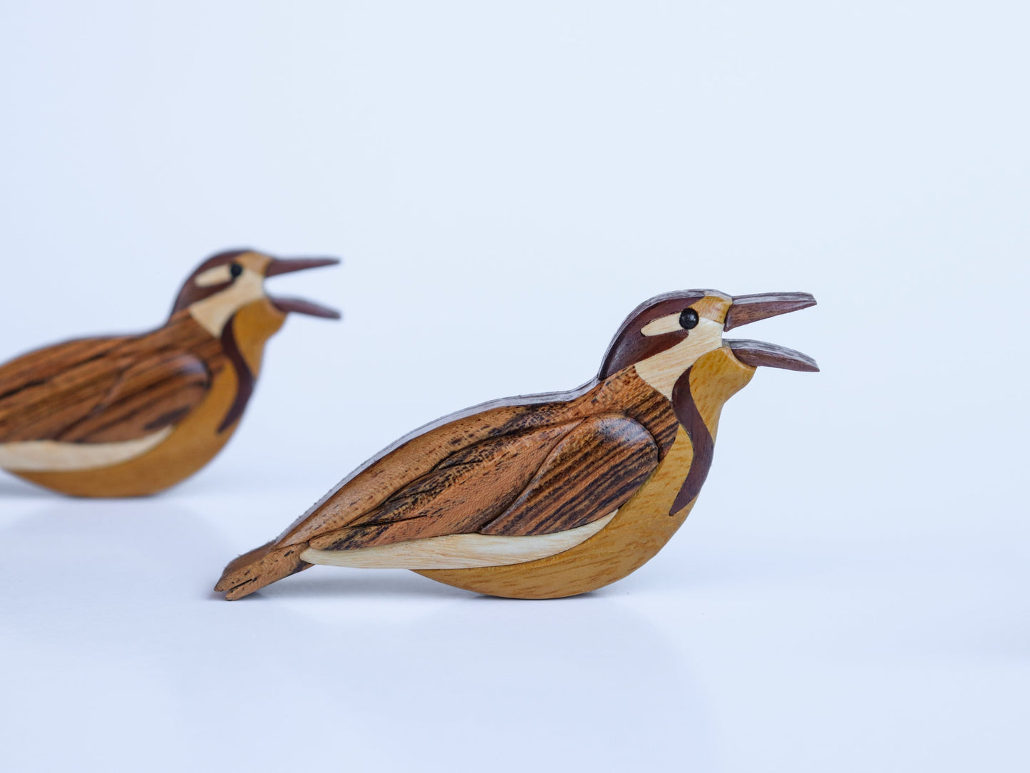 Meadowlark Christmas ornament or magnet, Handmade songbird intarsia wood art, Personalized wood carving, Scroll saw decoration