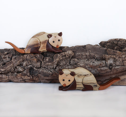 Opossum wooden magnet / ornament, Handmade wood decoration, Scroll saw art, Forest animal décor, North American wildlife, Woodland animal