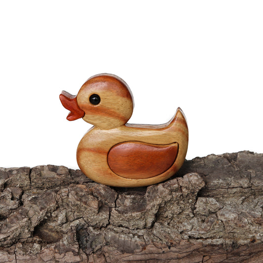 Rubber ducky Christmas ornament or magnet, Handmade nostalgic bath toy, Intarsia wood art, Wooden bird scroll saw decoration, Wood carving
