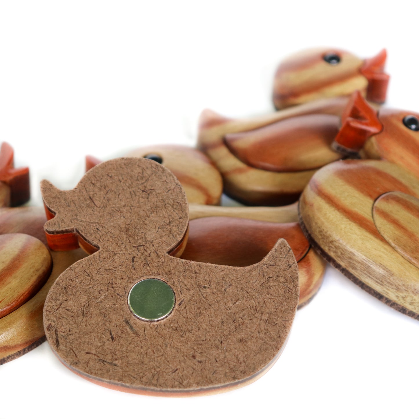 Rubber ducky Christmas ornament or magnet, Handmade nostalgic bath toy, Intarsia wood art, Wooden bird scroll saw decoration, Wood carving