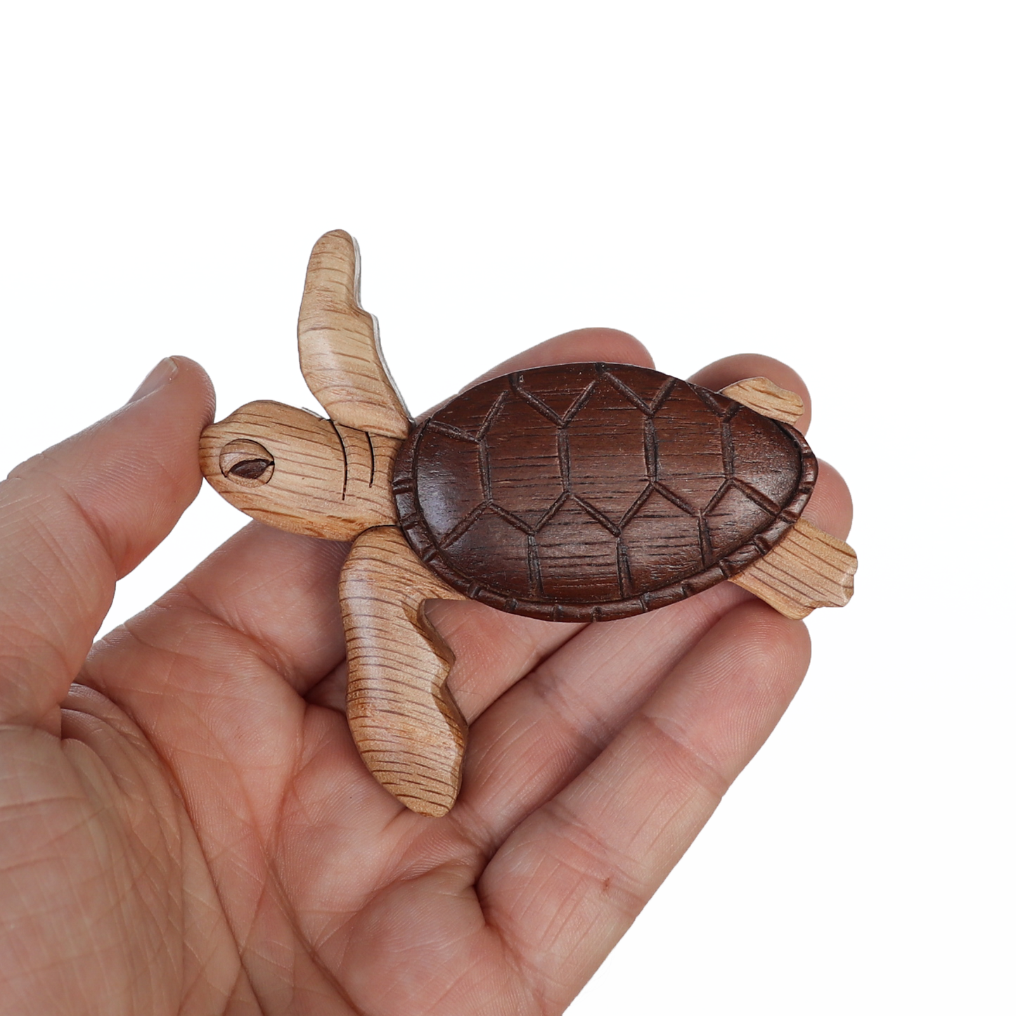 Sea Turtle Wood Carved Intarsia Ornament / Magnet