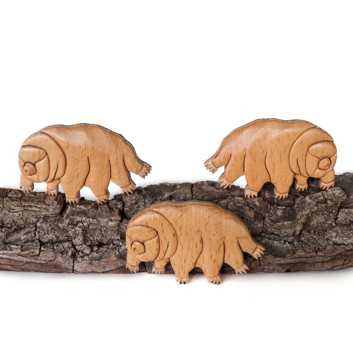Tardigrade wooden magnet / ornament, Water bear wood carving, Scroll saw art, Intarsia woodworking, Microscopic organism