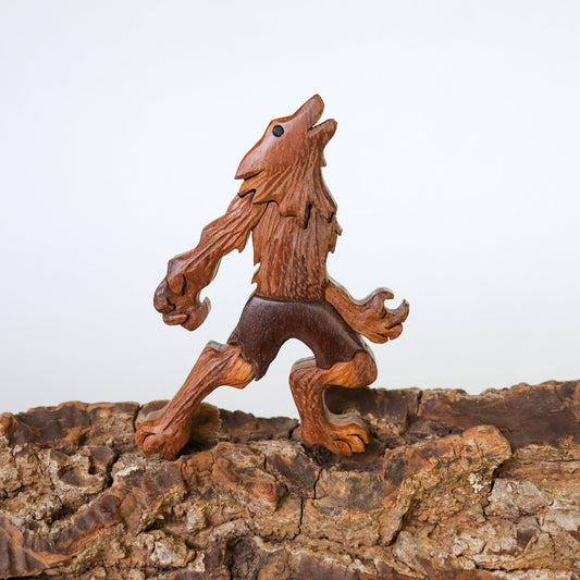 Werewolf Wood Carved Intarsia Ornament / Magnet