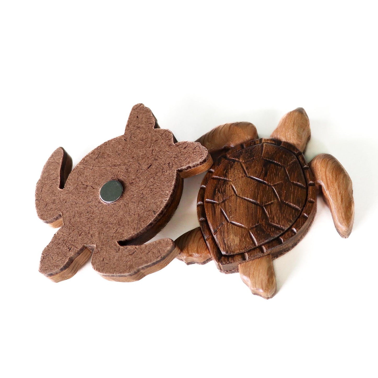 Sea Turtle (Bird's eye view) Wood Carved Intarsia Ornament / Magnet