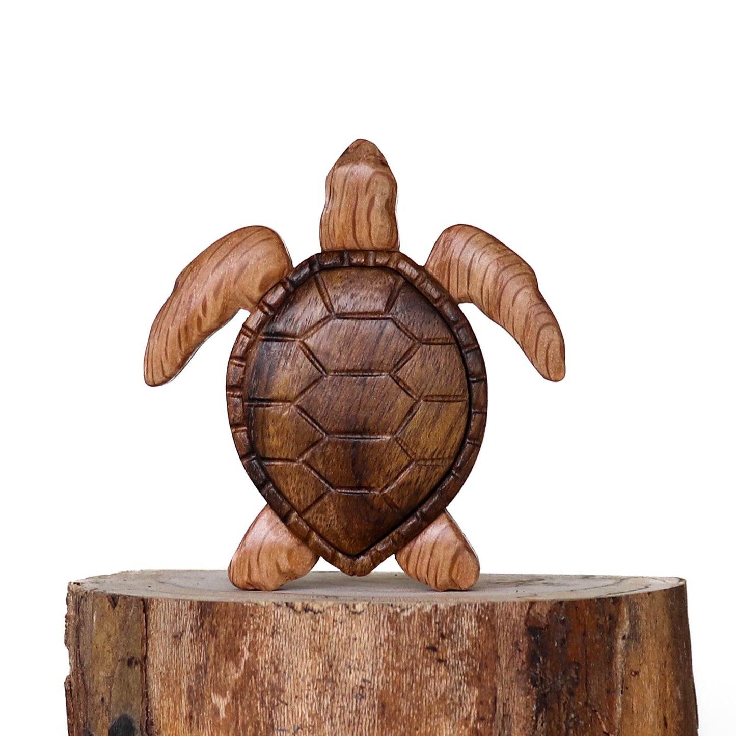 Sea Turtle (Bird's eye view) Wood Carved Intarsia Ornament / Magnet