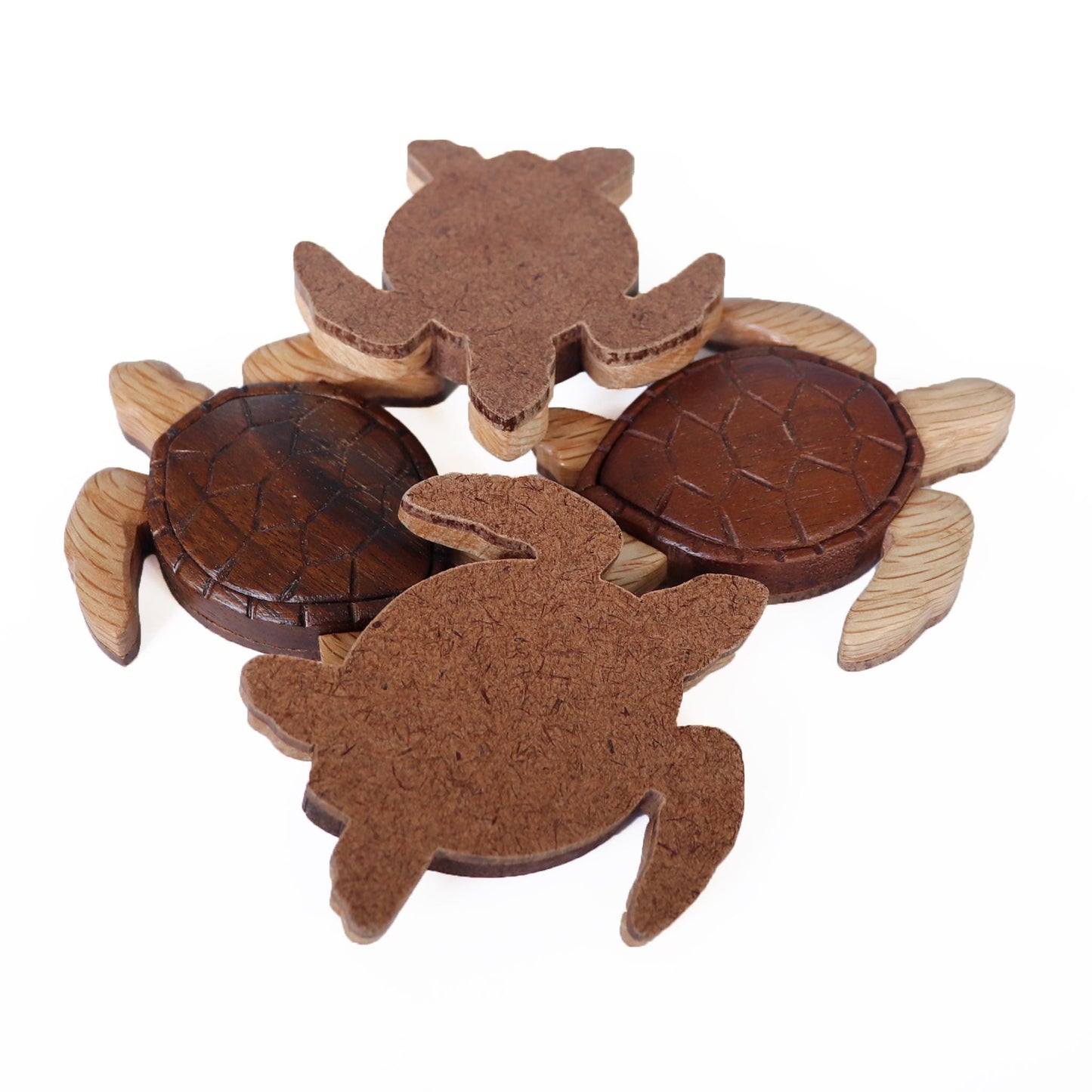 Sea Turtle (Bird's eye view) Wood Carved Intarsia Ornament / Magnet