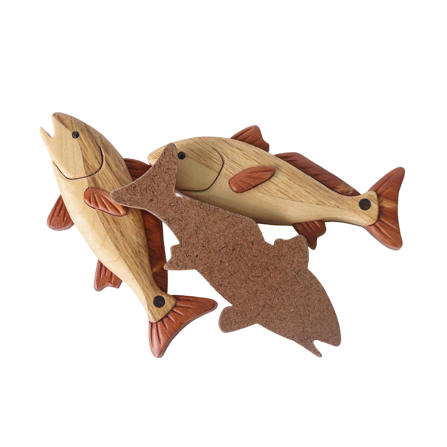 Red Drum Fish Wood Carved Intarsia Ornament / Magnet
