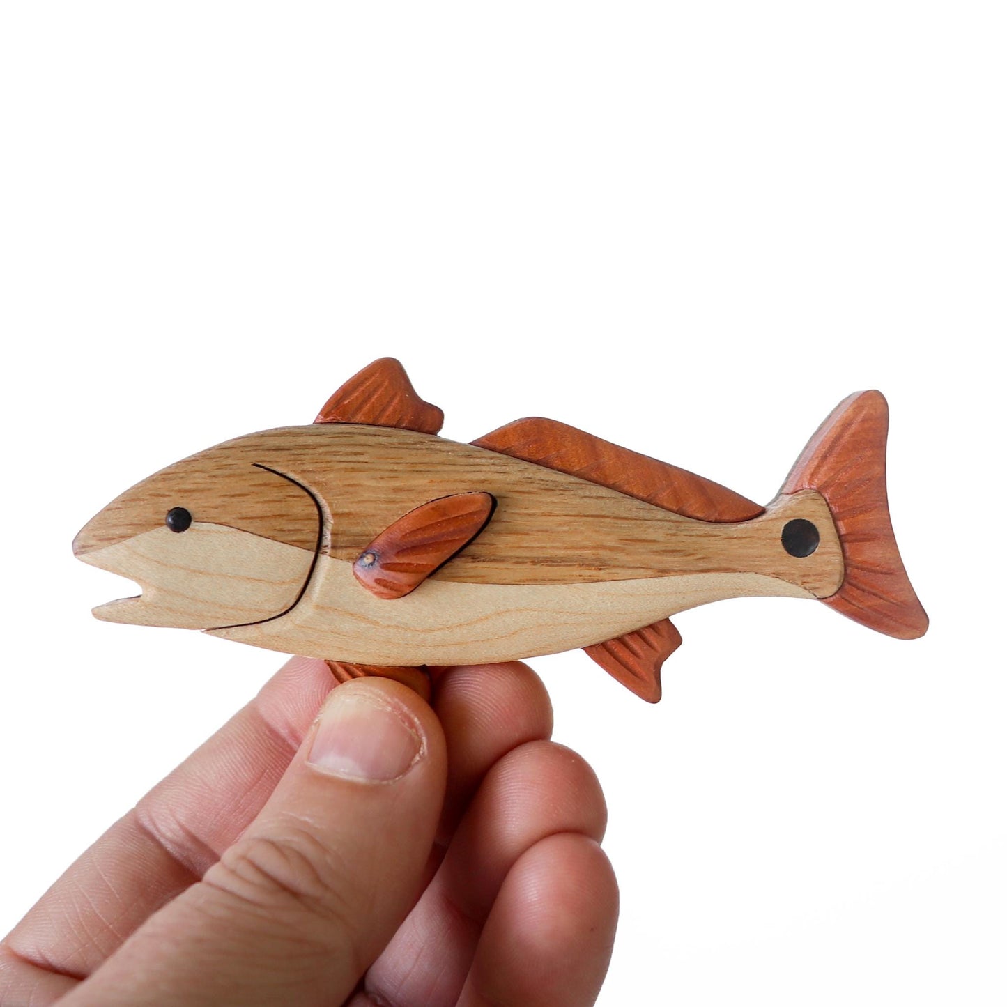 Red Drum Fish Wood Carved Intarsia Ornament / Magnet