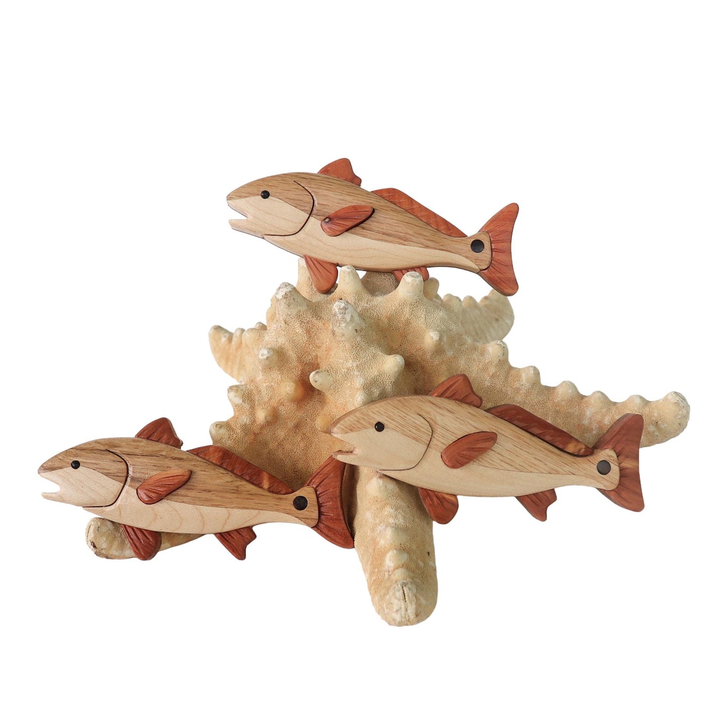 Red Drum Fish Wood Carved Intarsia Ornament / Magnet