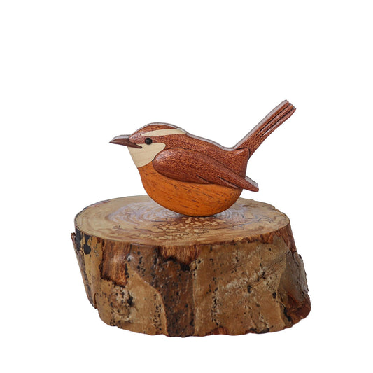 Carolina Wren Wood Carved Intarsia Ornament / Magnet