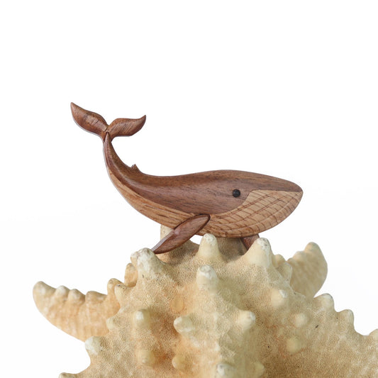 Whale Wood Carved Intarsia Ornament / Magnet
