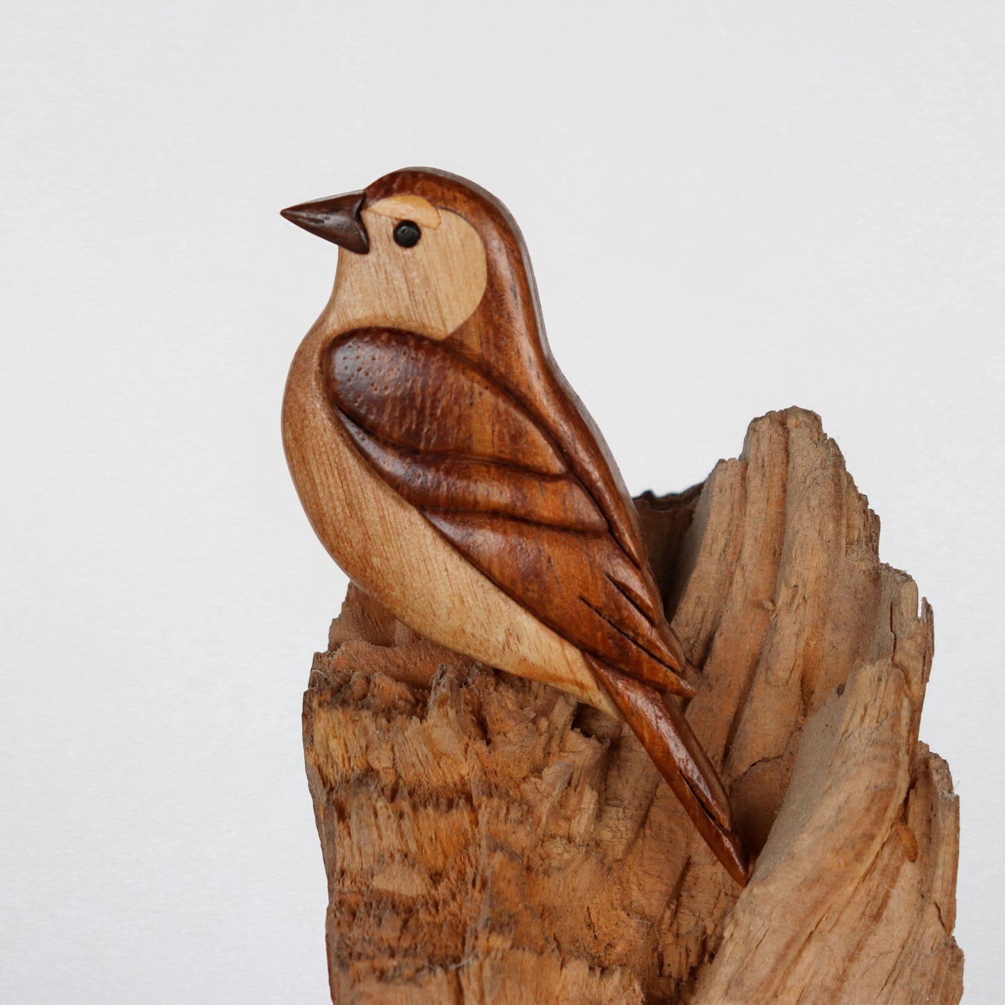 Grasshopper sparrow Christmas ornament or magnet, Handmade songbird intarsia wood art, Personalized wood carving, Wooden scroll saw decoration