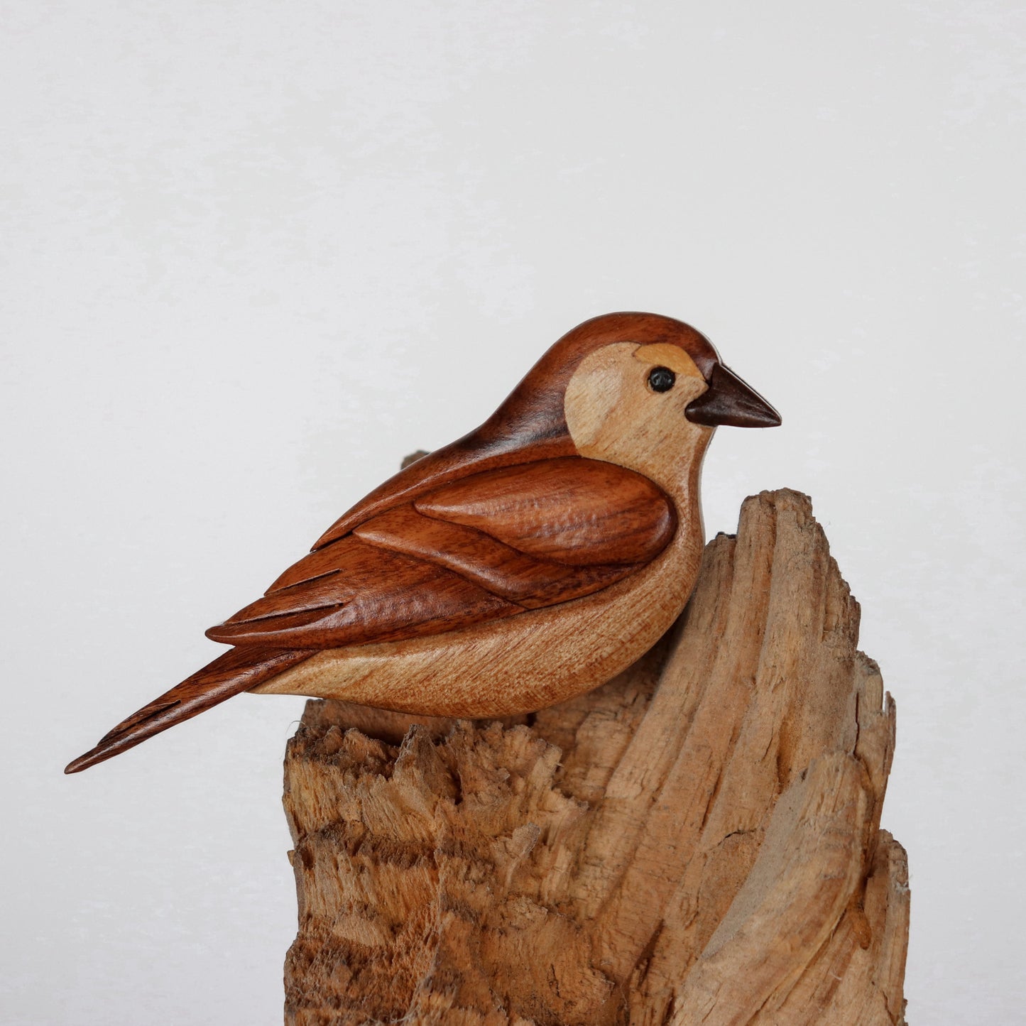 Grasshopper sparrow Christmas ornament or magnet, Handmade songbird intarsia wood art, Personalized wood carving, Wooden scroll saw decoration