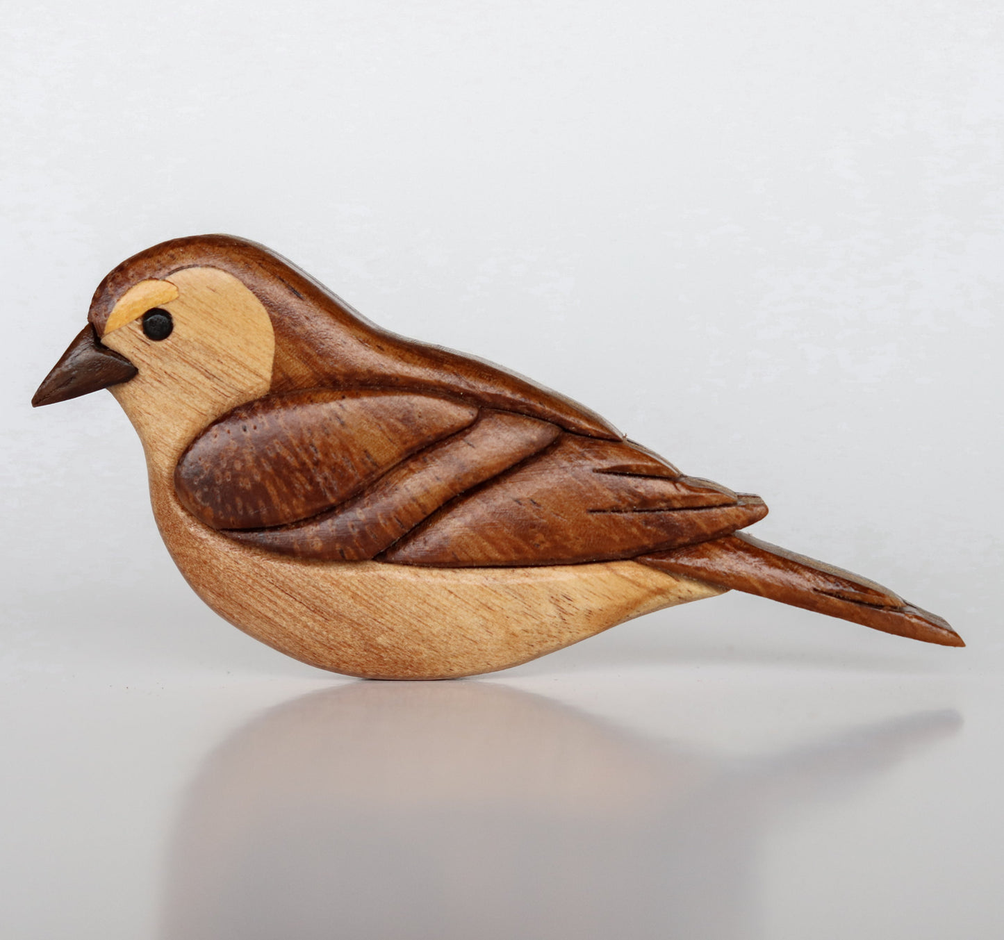 Grasshopper sparrow Christmas ornament or magnet, Handmade songbird intarsia wood art, Personalized wood carving, Wooden scroll saw decoration