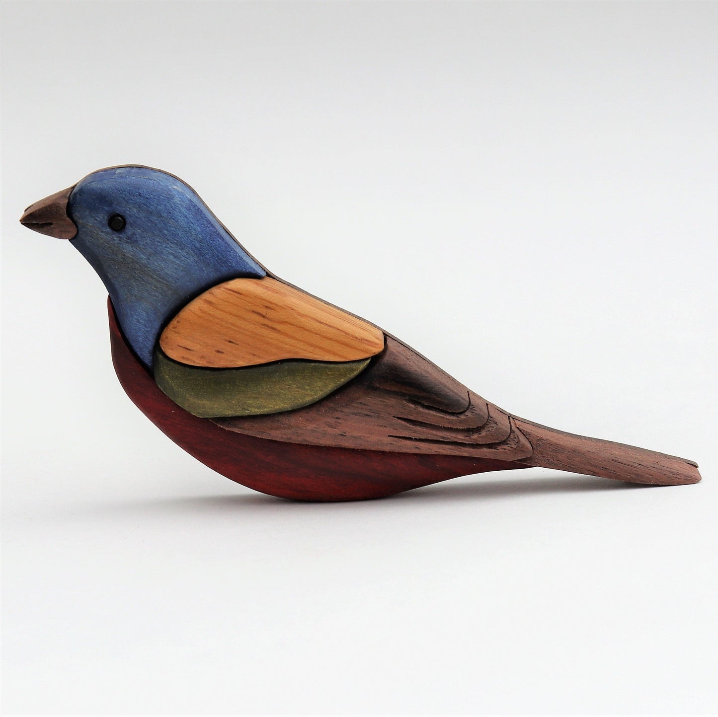 Painted Bunting Wood Carved Intarsia Ornament / Magnet