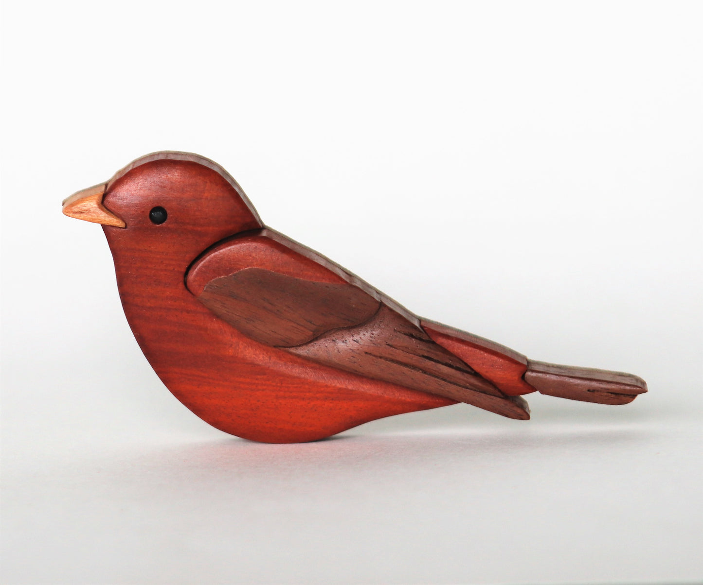 Scarlet tanager Christmas ornament or magnet, Handmade songbird intarsia wood art, Personalized wood carving, Wooden scroll saw decoration
