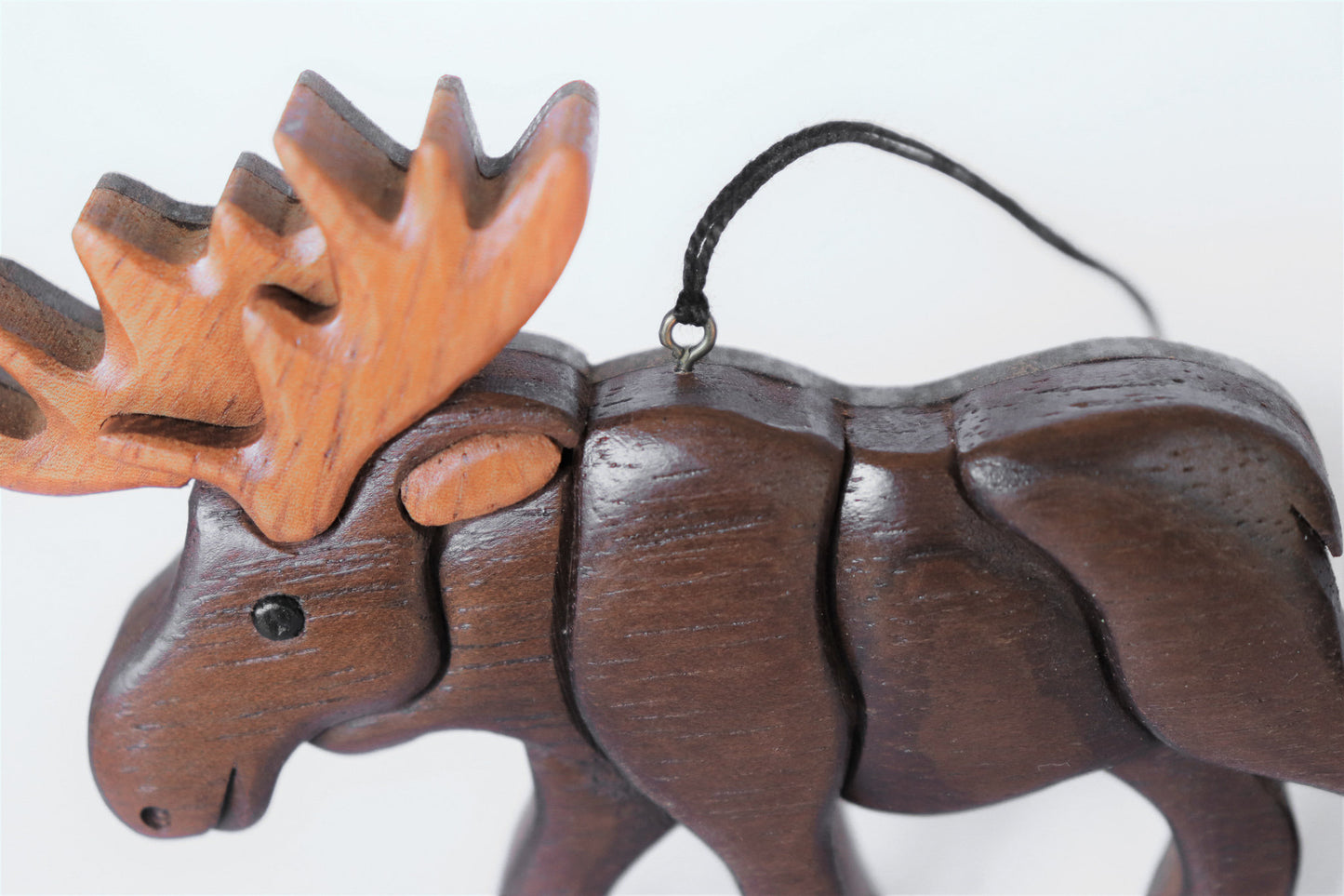 Moose Wood Carved Intarsia Ornament / Magnet